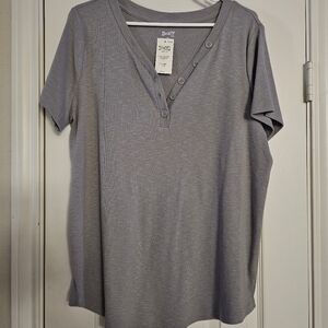 Duluth Gray Short Sleeve Henley Shirt sz XL